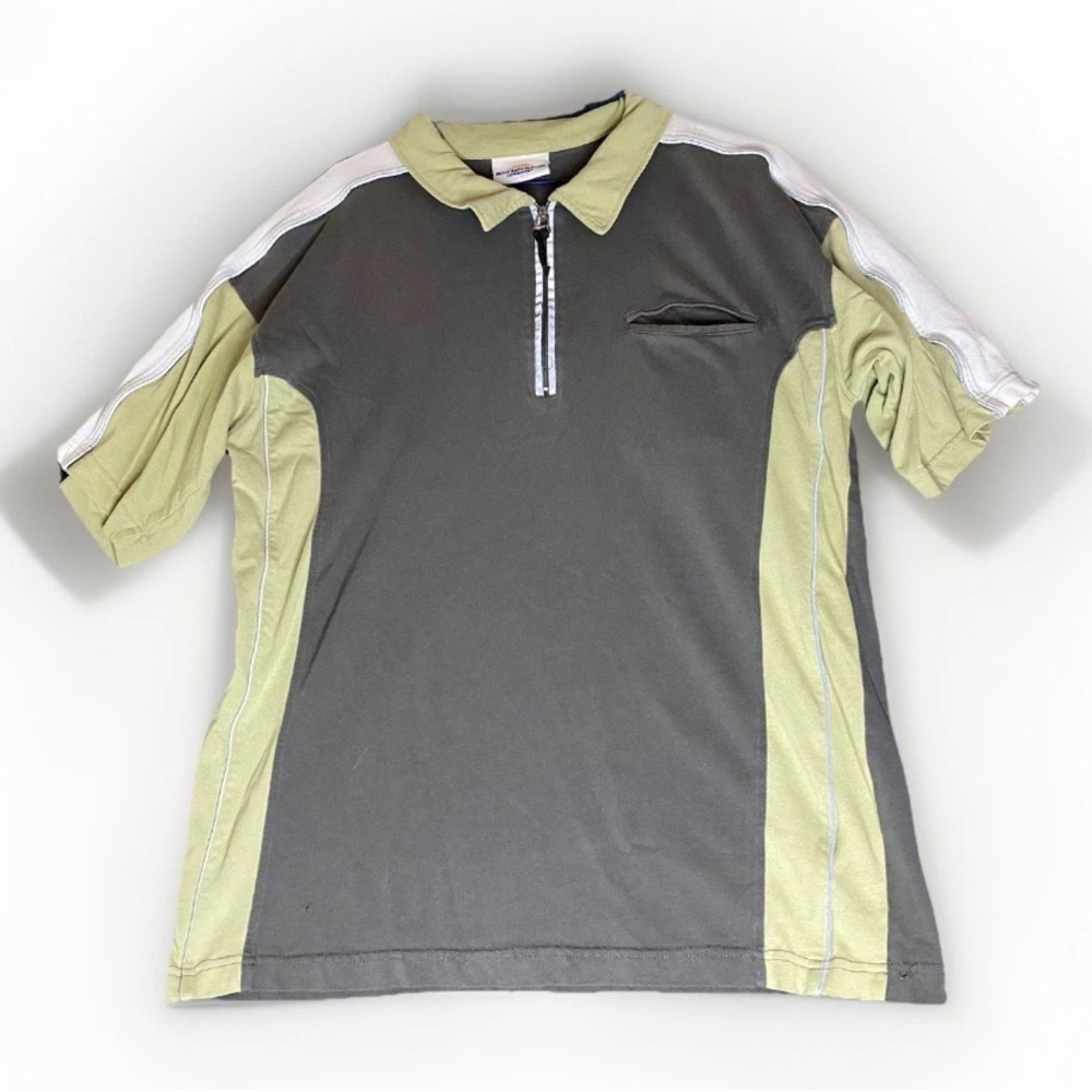 Lucky Strike BAR Honda F1 Team Men's‎ Polo T-shirt Zip Closure Grey/Green size M